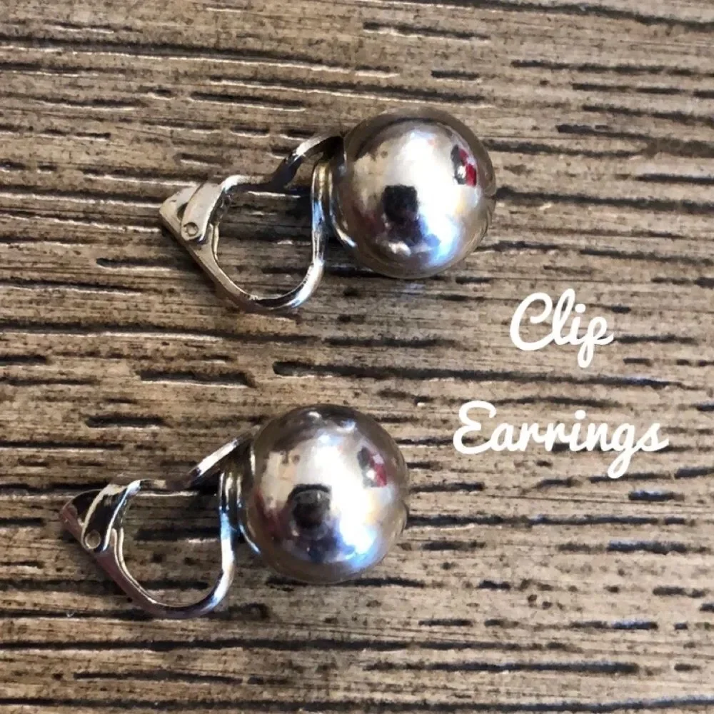 Silvertone 9-10mm Ball Clip Earrings